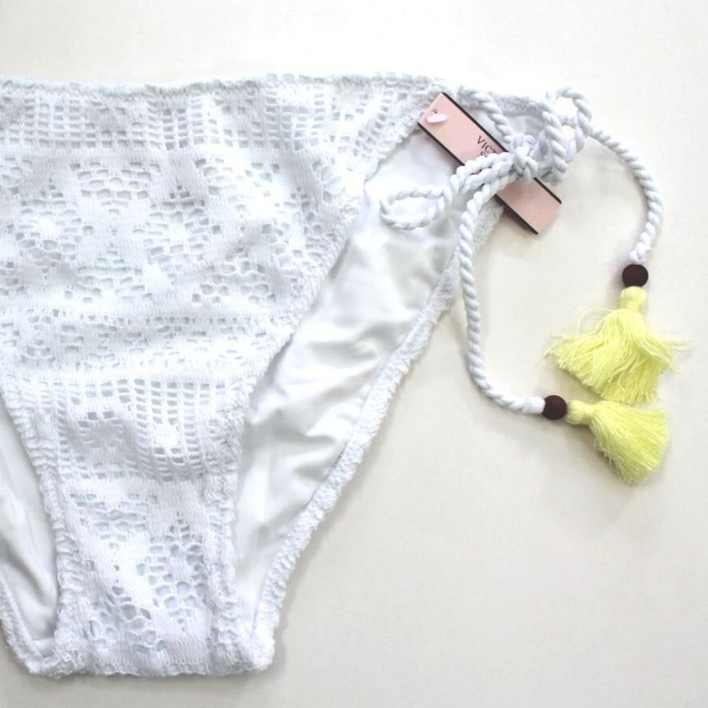 Victoria's Secret The Crochet Lace Tassel String Tie Bikini Bottom Size M